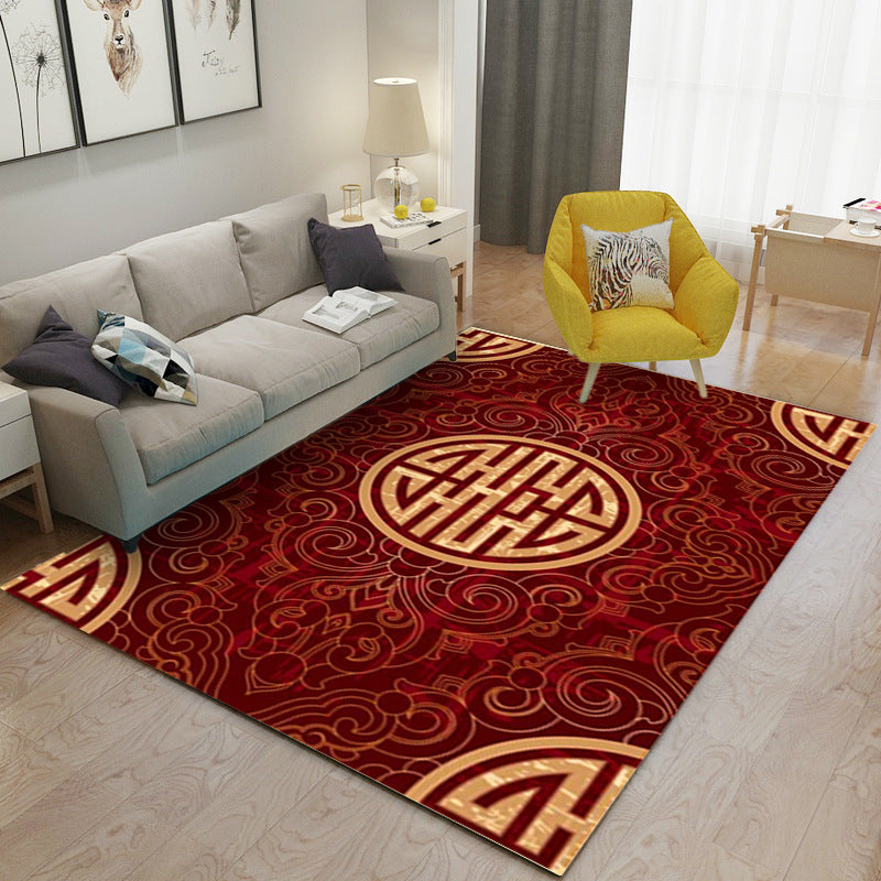 Área de área tradicional Patrón de antigüedades Area de poliéster alfombra resistente a las manchas para sala de estar para sala de estar