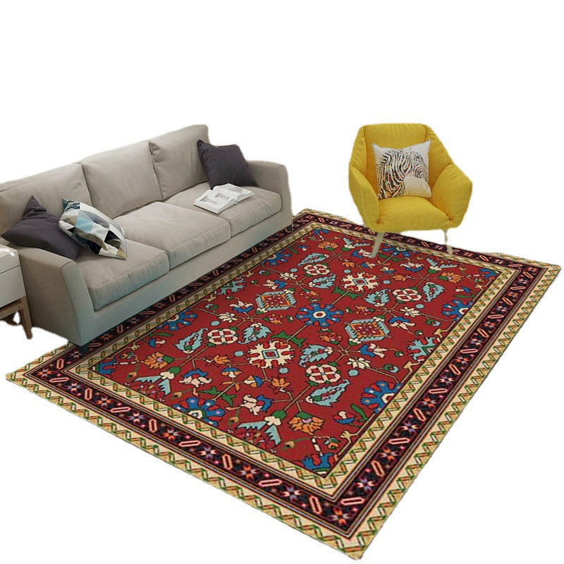 Traditional Area Carpet Antique Pattern Polyester Area Rug Stain Resistant Rug for Living Room