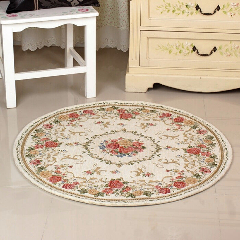 Beige Boheems Area Rug Bloempatroon Polyester Area Tapijt Anti-slip Tapijt voor thuisdecoratie