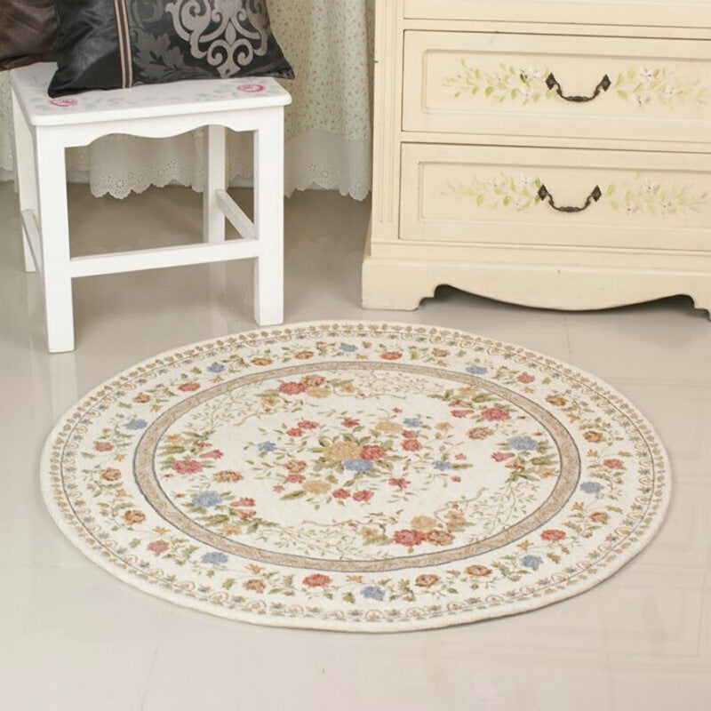 Beige Bohemian Area Rug Flower Pattern Polyester Area Carpet Anti-Slip Rug for Home Decor