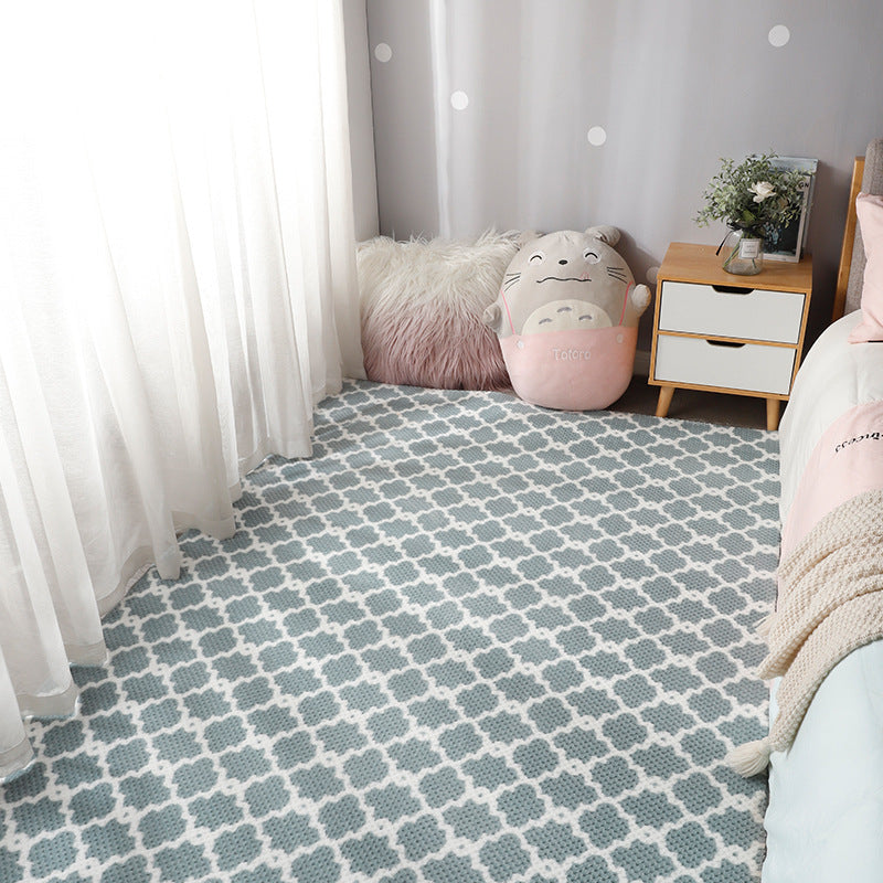 Simplicidad Trellis estampado alfombra poliéster alfombra de brocheta alfombra de interior resistente a manchas para dormitorio de adultos