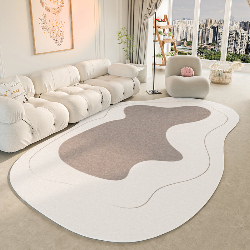 Beige Casual Area Rug Blended Line Rug Washable Indoor Rug for Living Room