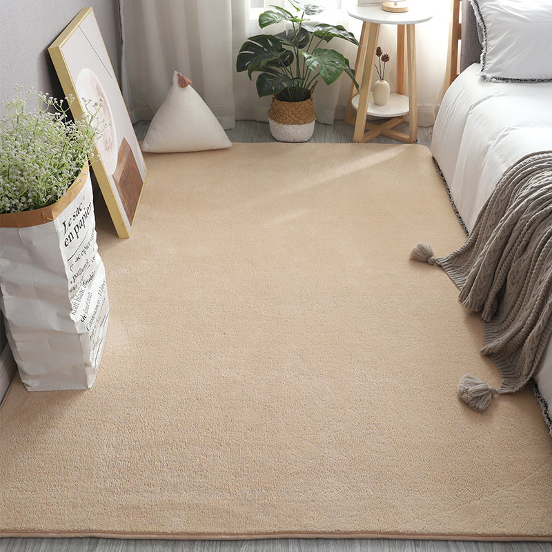 Relaxing Plain Shag Rug Polyester Indoor Carpet Non-Slip Backing Area Carpet for Adult's Bedroom