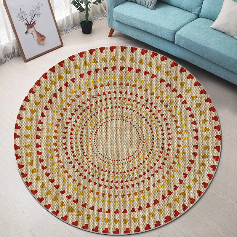 Red Bohemian Rug Polyester Graphic Rug Washable Rug for Home Decoration