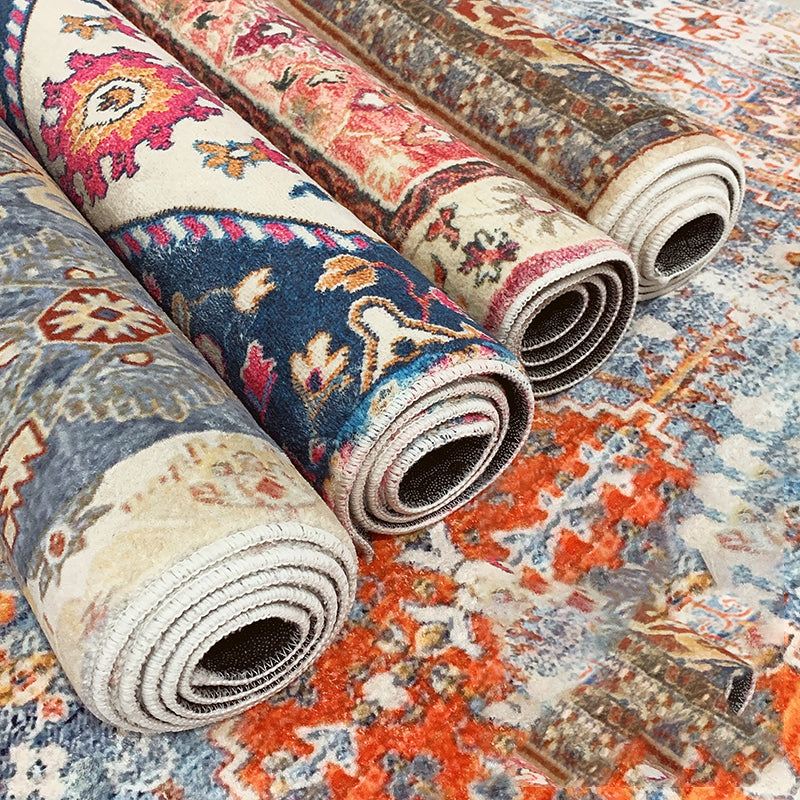 Traditionele woonkamer tapijt Antiek patroon Polyester gebied Rug vlekbestendig vloerkleed