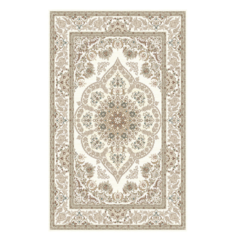 Traditional Living Room Area Carpet Antique Pattern Polyester Area Rug Stain Resistant Rug