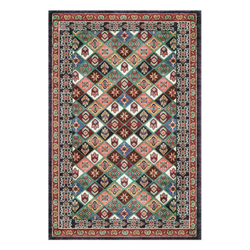 Traditional Living Room Area Carpet Antique Pattern Polyester Area Rug Stain Resistant Rug