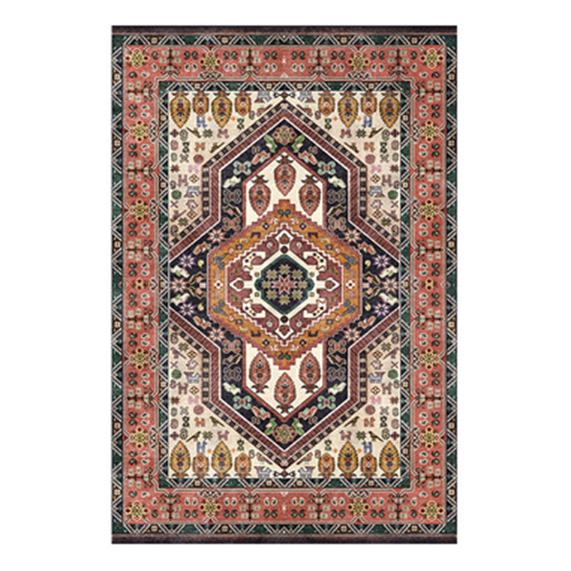 Traditional Living Room Area Carpet Antique Pattern Polyester Area Rug Stain Resistant Rug