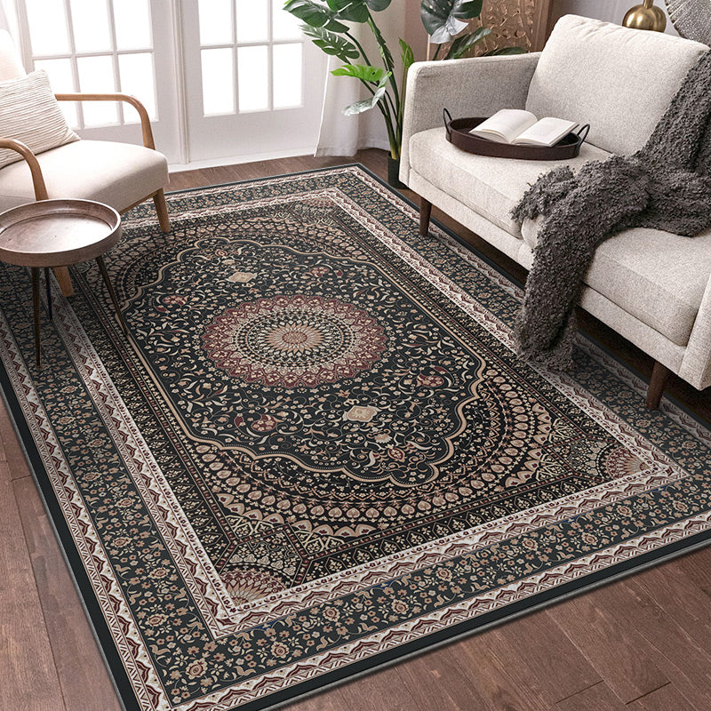 Rapis d'intérieur traditionnel Funky Medallion Print Tapis Polyester Tache résistant aux taches pour la décoration intérieure