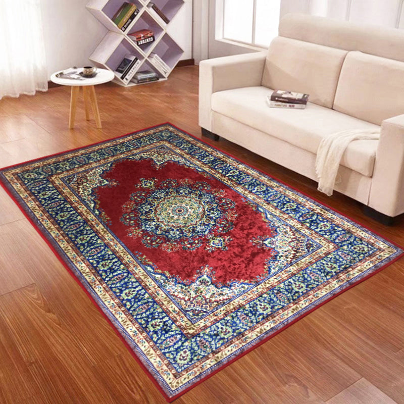 Médaillon de tapis rouge fantaisie Médaillon traditionnel Rapier polyester Polyester sans glissement de support pour chambre à coucher