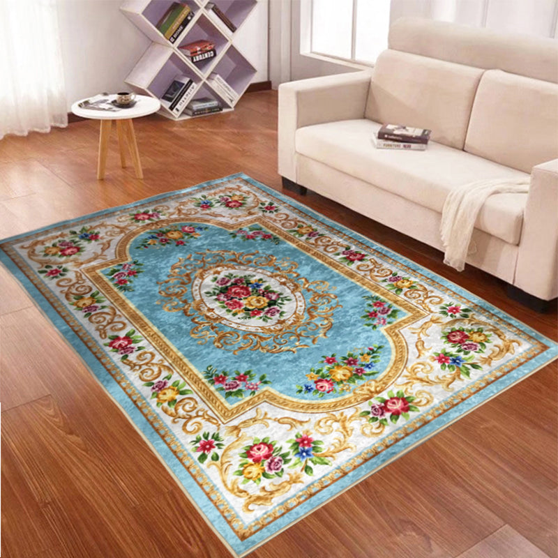 Médaillon de tapis rouge fantaisie Médaillon traditionnel Rapier polyester Polyester sans glissement de support pour chambre à coucher