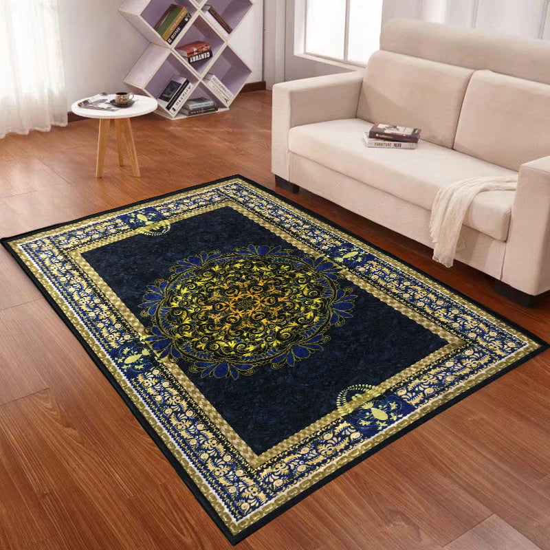 Médaillon de tapis rouge fantaisie Médaillon traditionnel Rapier polyester Polyester sans glissement de support pour chambre à coucher