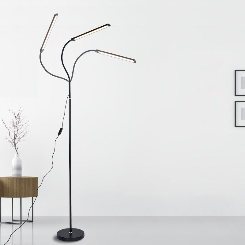 Flexible Gooseneck Reading Floor Lamp Minimalist Metal Black LED Floor Light