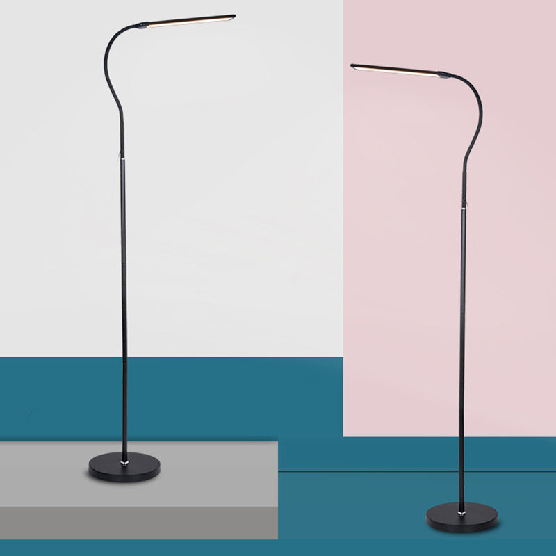 Flexible Gooseneck Reading Floor Lamp Minimalist Metal Black LED Floor Light