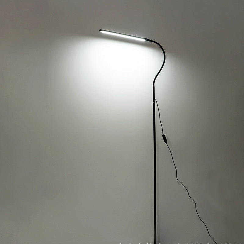 Flexible Gooseneck Reading Floor Lamp Minimalist Metal Black LED Floor Light