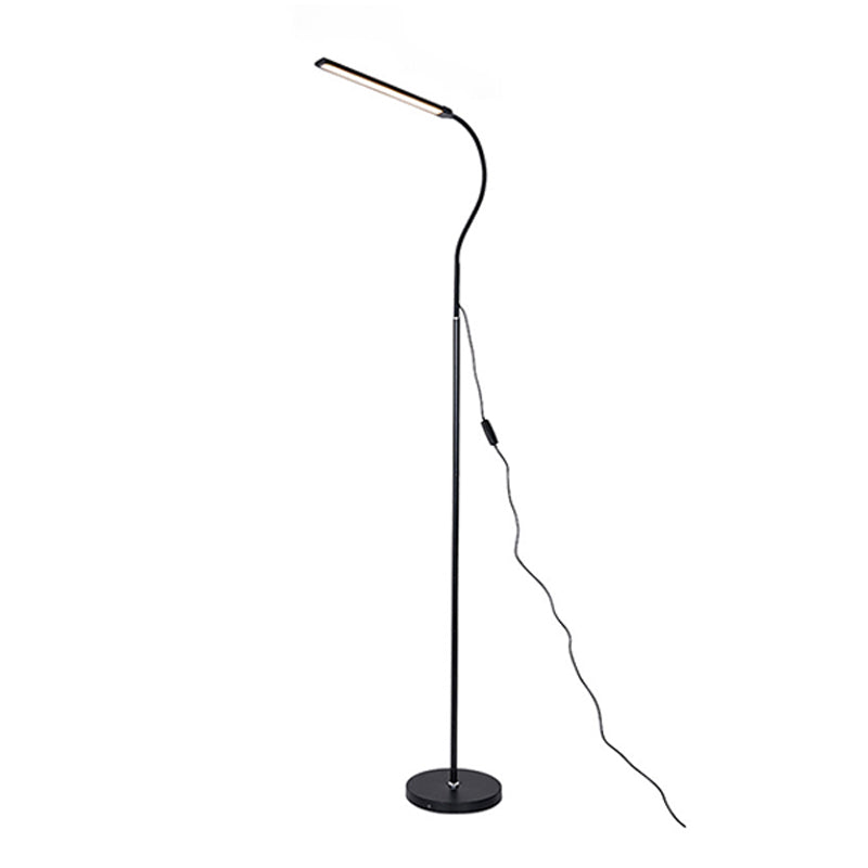 Flexible Gooseneck Reading Floor Lamp Minimalist Metal Black LED Floor Light