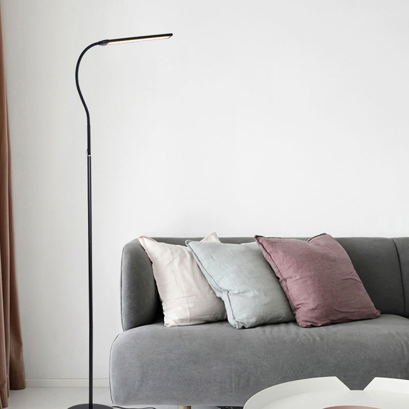 Flexible Gooseneck Reading Floor Lamp Minimalist Metal Black LED Floor Light