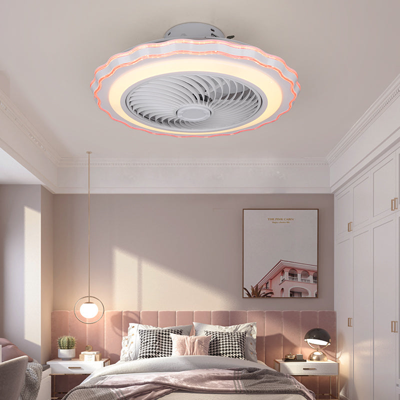 Scalloped Semi Flush Ceiling Fixture Modern Acrylic Bedroom LED Fan Light