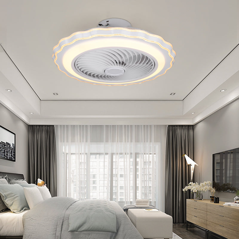 Scalloped Semi Flush Ceiling Fixture Modern Acrylic Bedroom LED Fan Light