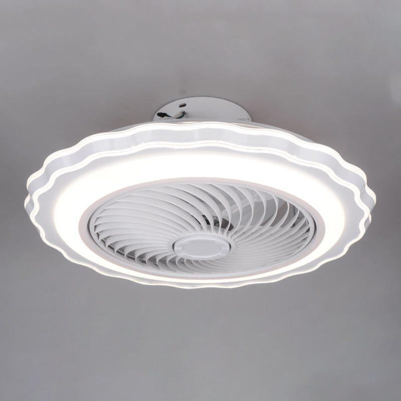 Scalloped Semi Flush Ceiling Fixture Modern Acrylic Bedroom LED Fan Light