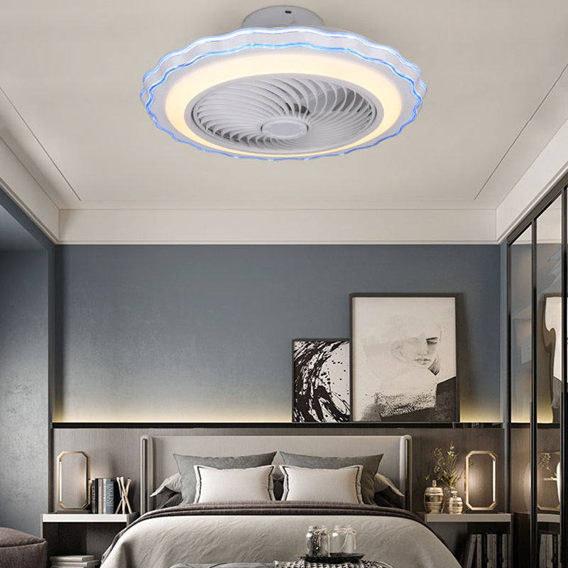 Scalloped Semi Flush Ceiling Fixture Modern Acrylic Bedroom LED Fan Light