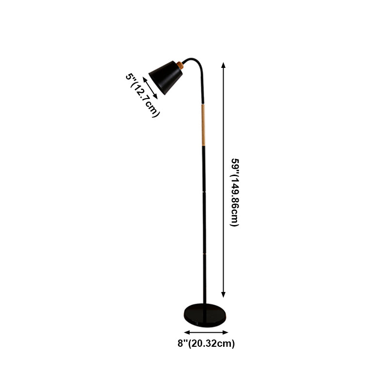 Conical Dorm Room vloer leeslamp metaal 1 lamp Noordmatig staand licht