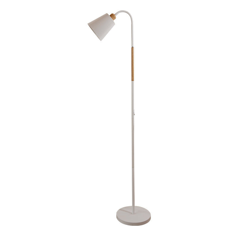 Conical Dorm Room Floor Reading Lamp Metal 1 Bulb Nordic Standing Light