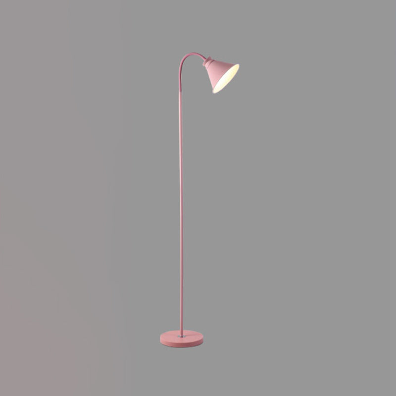 Iron Conical Floor Lamp Macaron Style 1-Light Stand Up Lamp met flexibele arm