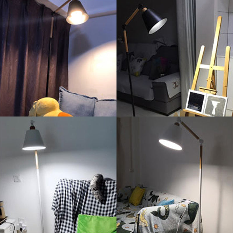 Cono nordico sfumatura leggera luce metallica 1 camera da letto lampada da letto con braccio altalena