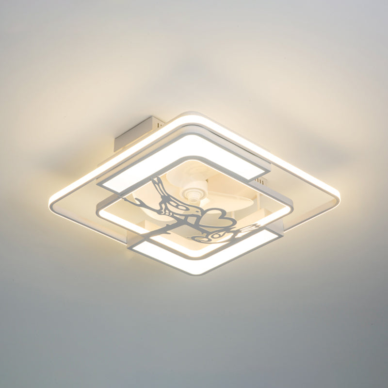 Lámpara de ventilador de techo geométrico de blanco LED acrílico Semi Flush Light para sala de estar