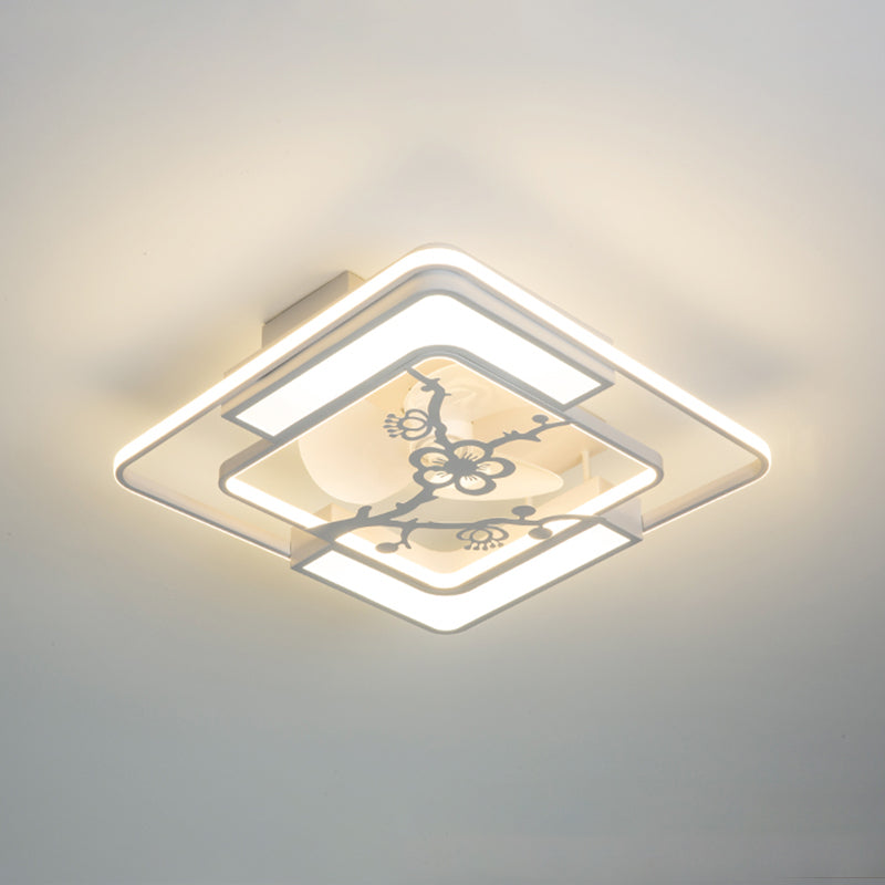 Lámpara de ventilador de techo geométrico de blanco LED acrílico Semi Flush Light para sala de estar