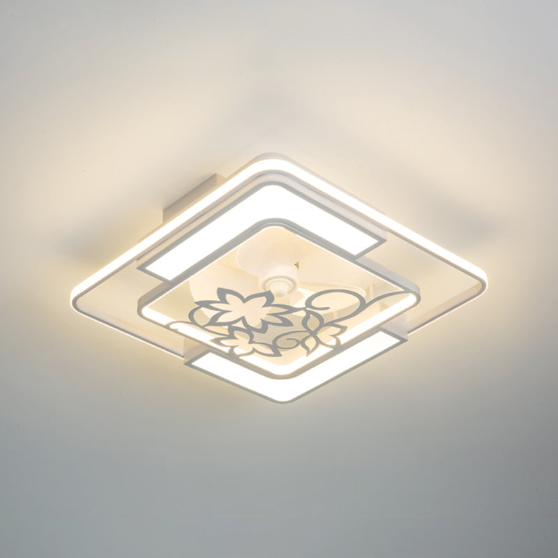 Lámpara de ventilador de techo geométrico de blanco LED acrílico Semi Flush Light para sala de estar