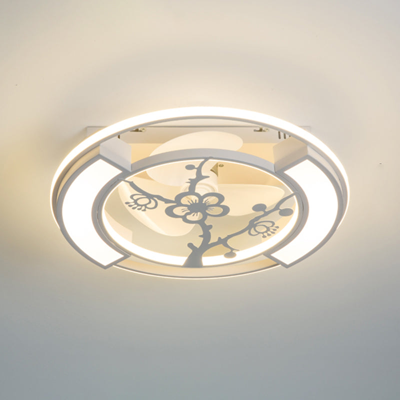 Lámpara de ventilador de techo geométrico de blanco LED acrílico Semi Flush Light para sala de estar