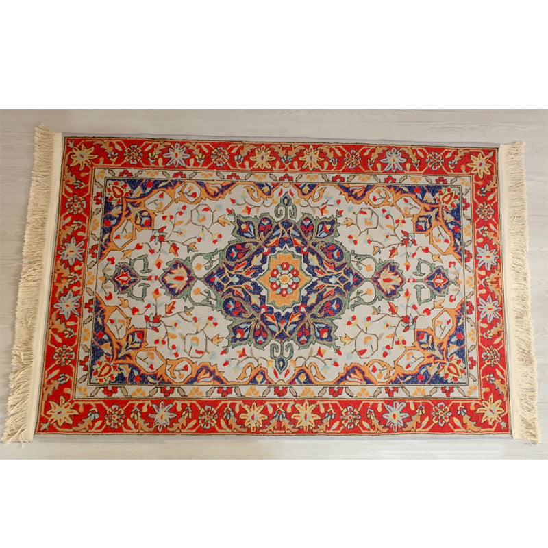 Rot traditioneller Teppich Antiquitätenmuster Polyester Fläche Teppich Rand nicht rutschfestem Teppich für Wohnkultur
