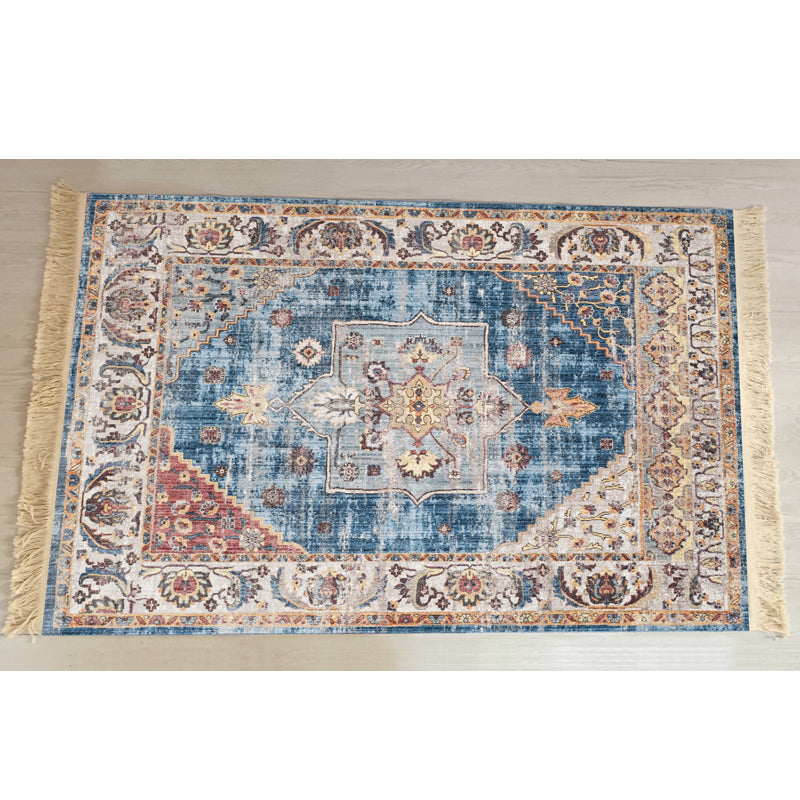 Tapis traditionnel à motif antique Rapier en polyester tapis de support antidérapant Fringe pour décoration intérieure