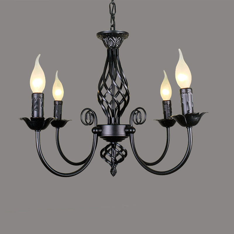 Classic American Minimalism Hanging Chandelier Light Metal Hanging Lamp Kit in Black Finish