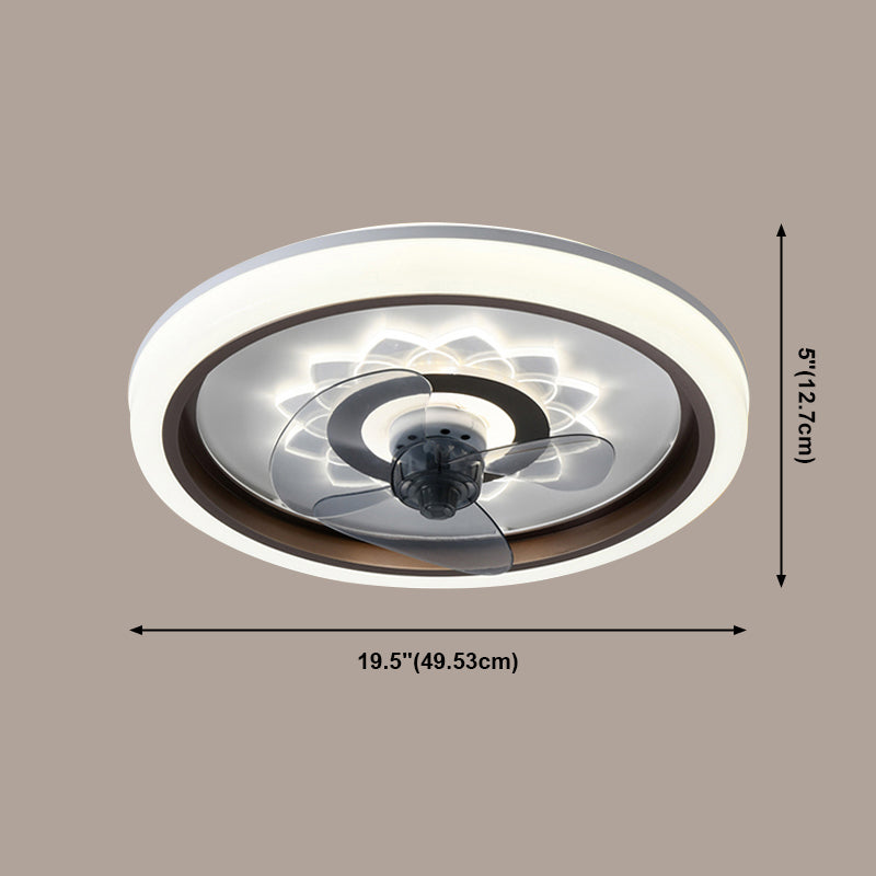 Circular Flush Mount Fan Light Fixture Simple Acrylic White LED Semi Flush Mount for Bedroom