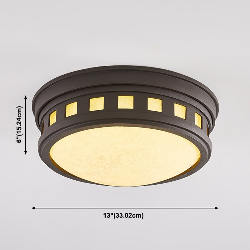 Drum Flush Mount Recessed Lighting Traditional Style Flush Mount Light with Glass Shade