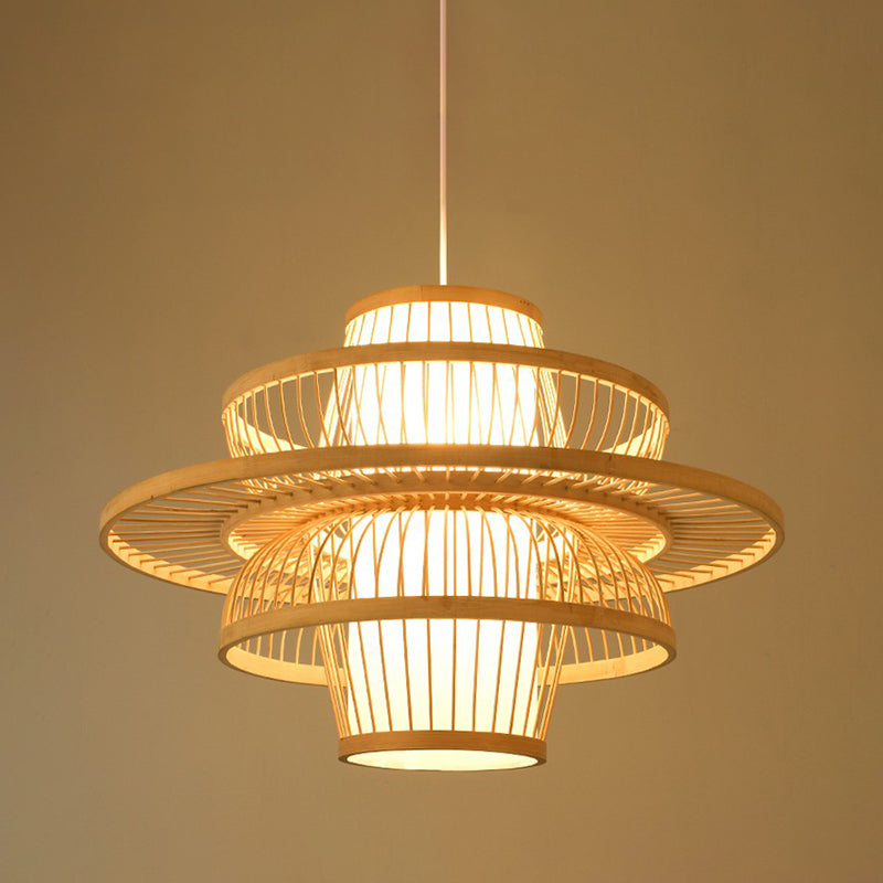 Rattan Geometrische Suspensionslicht 1 hängende Lampen für das Restaurant