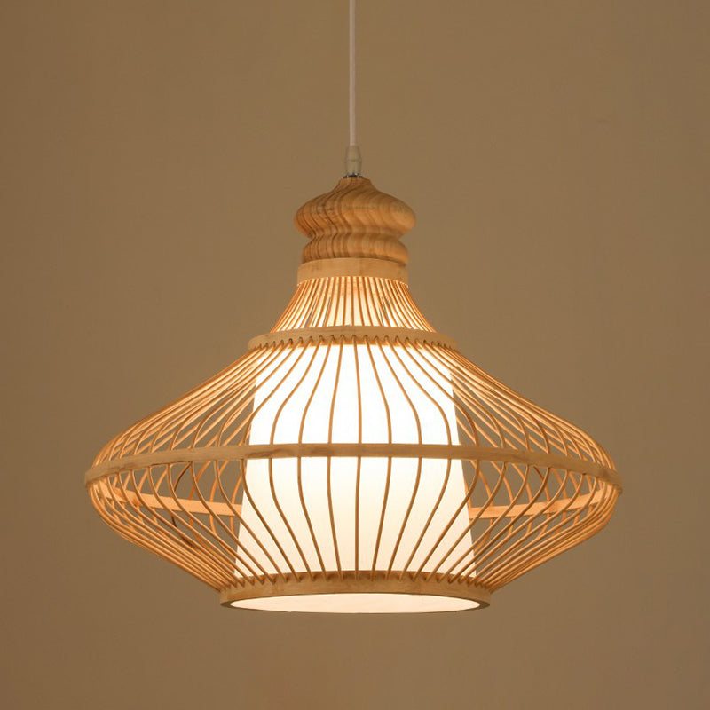 Rattan Geometric Suspension Light 1 Light Hanging Lamps for Restaurant