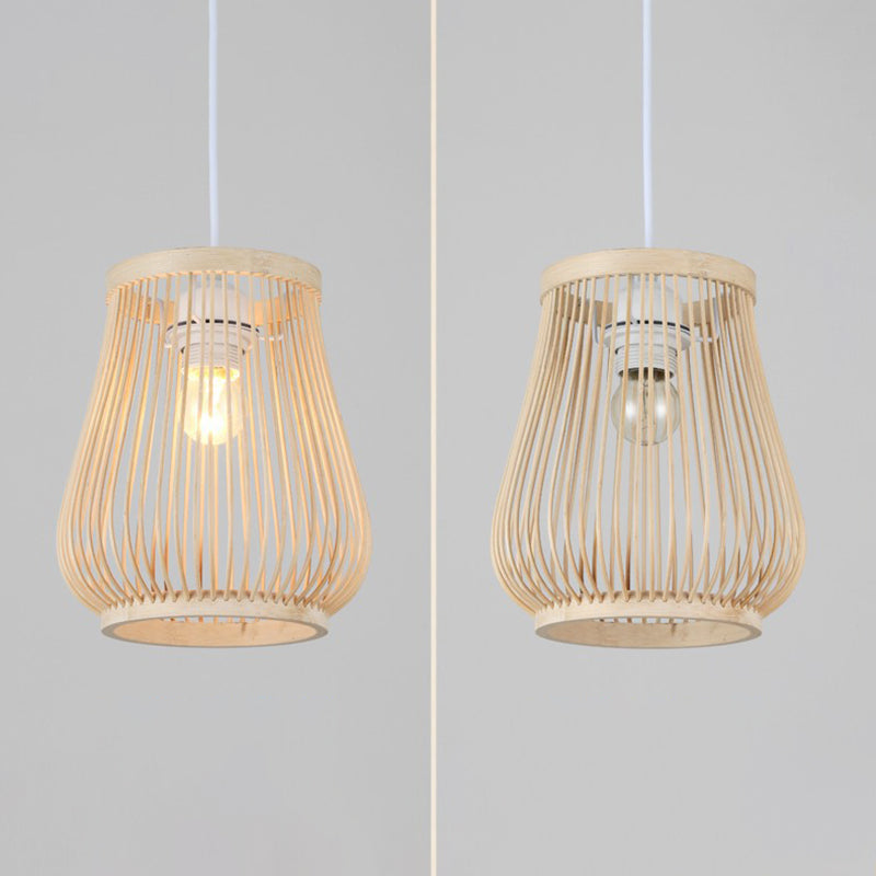 Rattan Geometric Suspension Light 1 Light Hanging Lamps for Restaurant