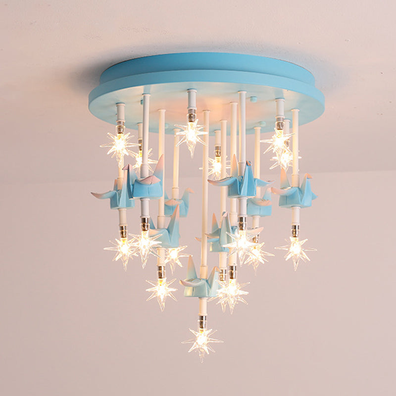 Multi Lights Cartoon Ceiling Light Clear Star Shade Contemporary Flush Mount Light