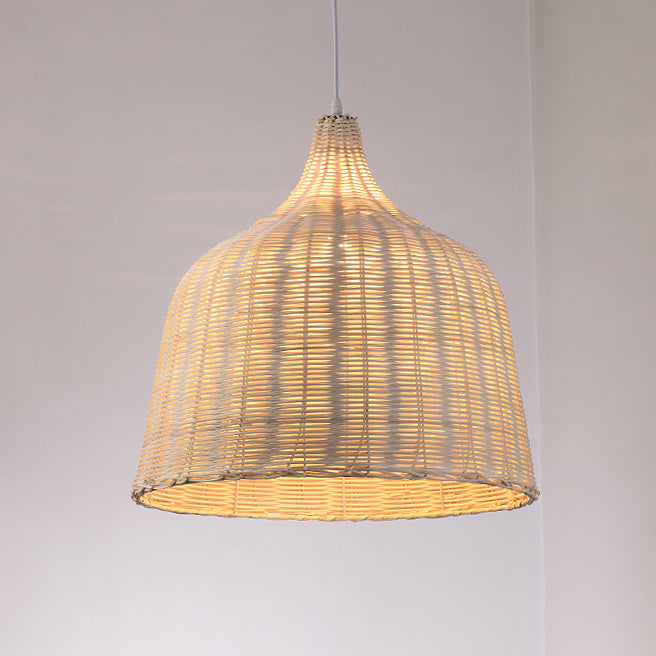 1 Light Modern Style Pendant Light Bamboo Hanging Lamp Fixture for Living Room