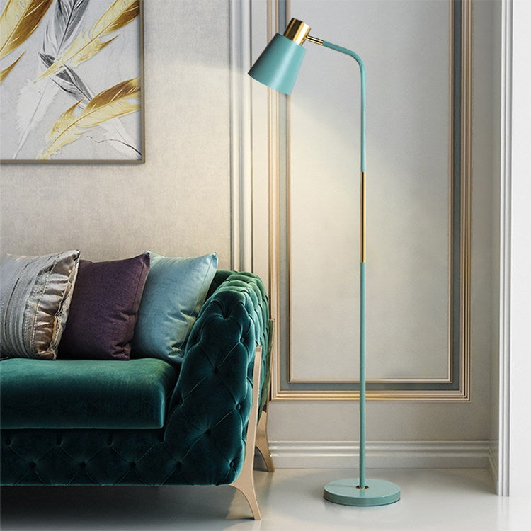 Bow Shaped Floor Lamp Macaron Metal 1 Head Study Room Standing Light with Cone Shade