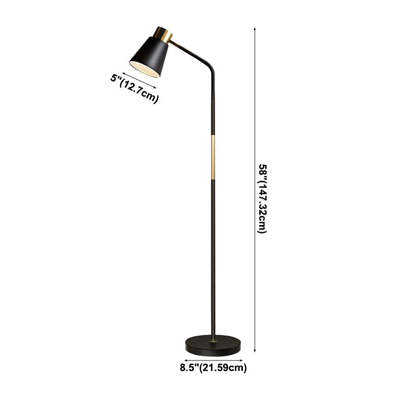 Bugförmige Stehlampe Makkaron Metall 1 Kopfstudienraum Stehendes Licht mit Kegelschatten