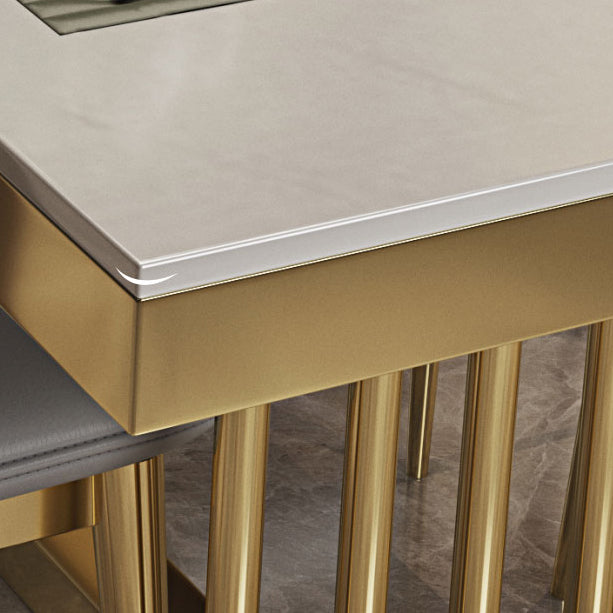 Metaal traditionele luxe rechthoekige tafel gesinterde stenen tafel met metalen schroefdeksel