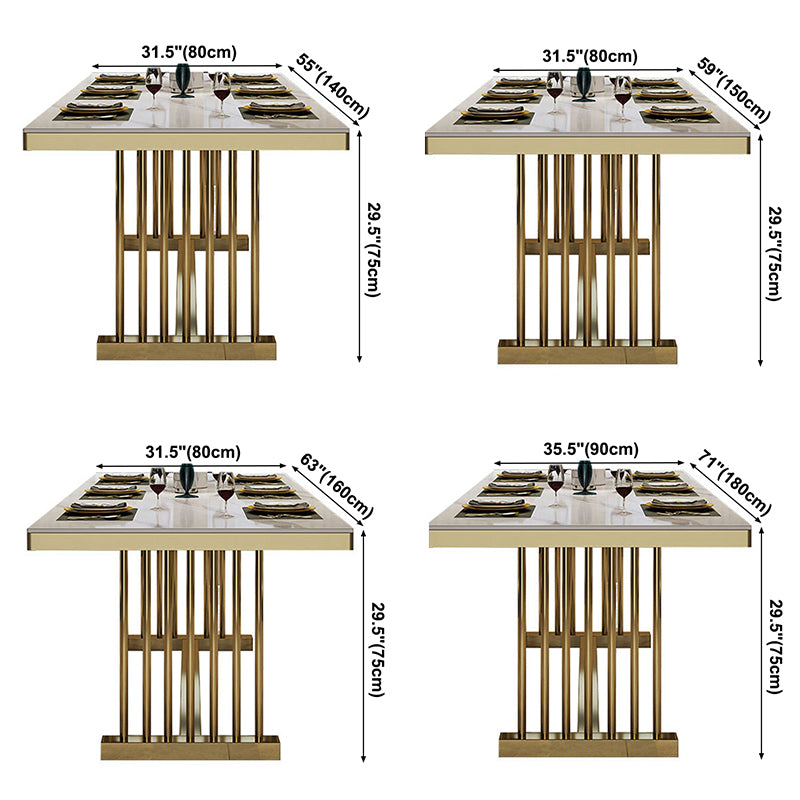 Metal Traditional Luxury Rectangle Table Sintered Stone Table with Metal Trestle