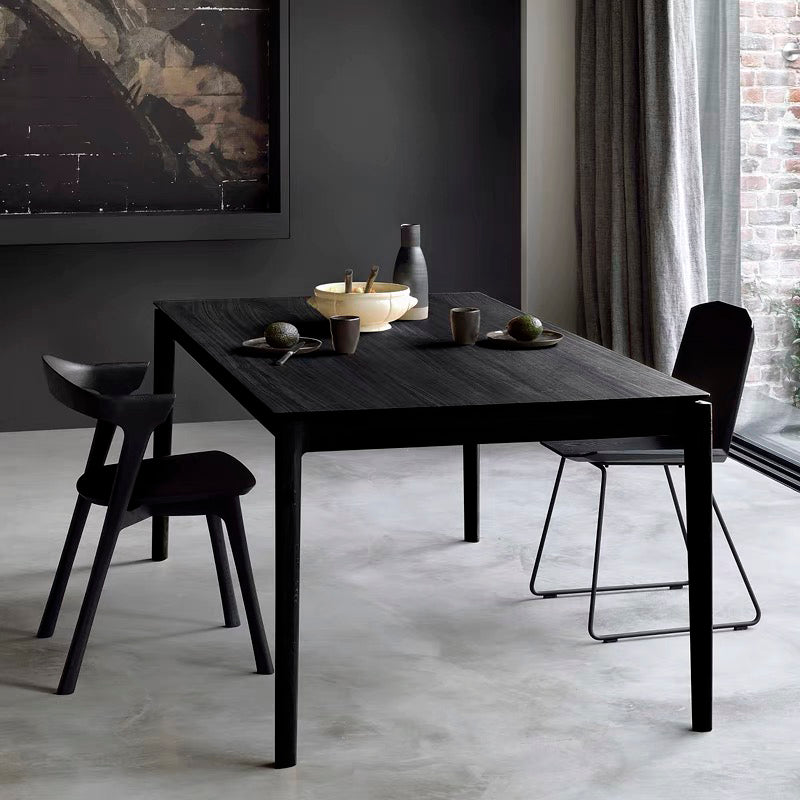 Industrial Black Solid Wood Dining Table Rectangle Shape Dining Table for Kitchen