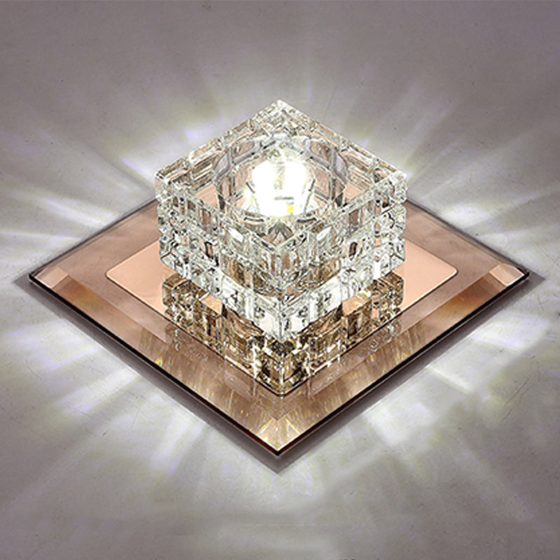 Contemporary Geometric Flush Mount Light Crystal Ceiling Light with Hole 3'' Dia