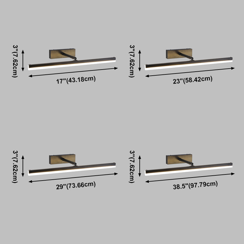 Metall 1-Licht-LED-Wandleuchten in modernem Stil Linearer Schattenspiegel Wandbeleuchtung in Schwarz